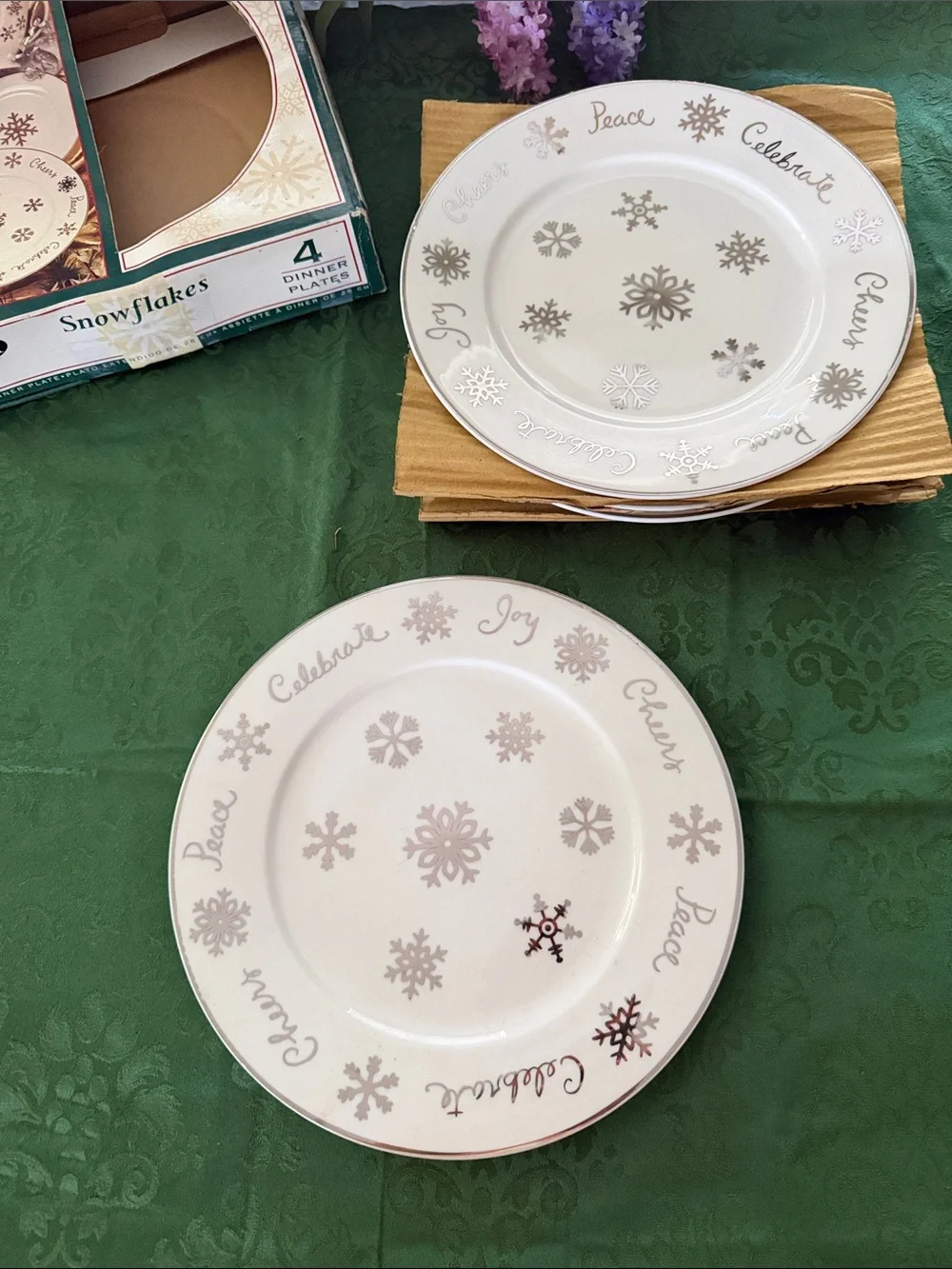 Vintage Gibson Silver “Snowflakes” Dinner Plates - Set of 4